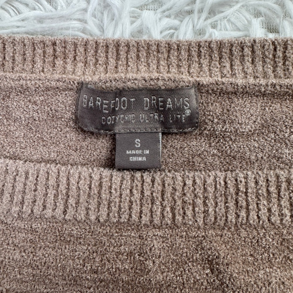 Barefoot Dreams Sweater Womens S Beige Ultra Lite Dockside Pointelle Pullover - Picture 3 of 10